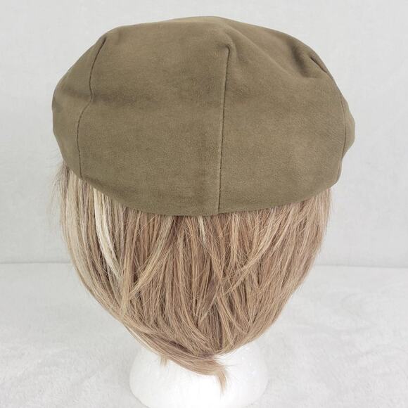 VTG Schuman Sullivan Men's Newsboy Taupe Velvet Cap w/ Snap Down Brim. One size - Picture 4 of 10
